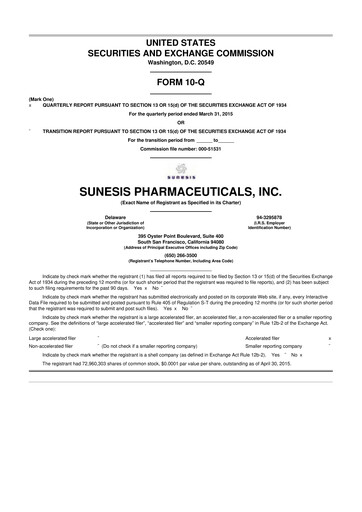 Thumbnail Viracta Therapeutics 10-Q Quarterly Report FY2015 