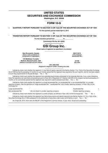 Miniature Novanta 10-Q Rapport trimestriel 2015 