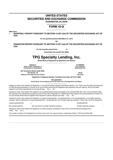 Vorschaubild Sixth Street Specialty Lending 10-Q Quartalsbericht  