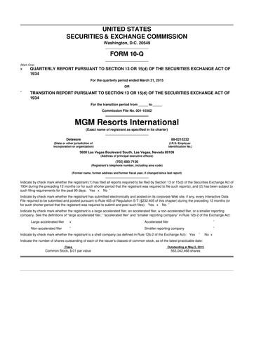 Thumbnail MGM Resorts

 10-Q Quarterly Report FY2015 