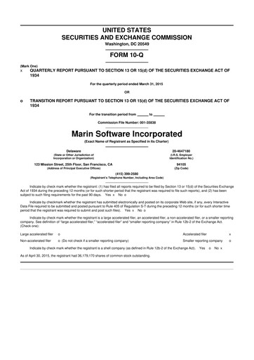 Thumbnail Marin Software 10-Q Quarterly Report FY2015 