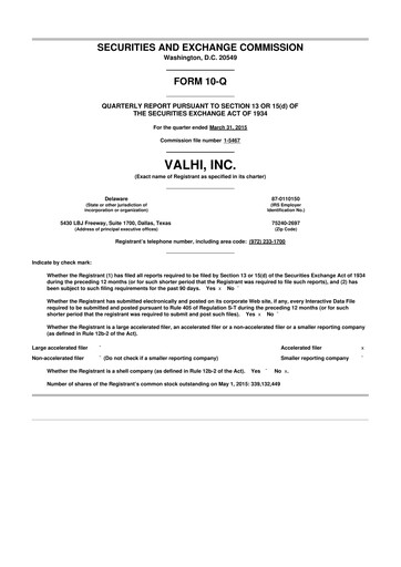 Thumbnail Valhi 10-Q Quarterly Report FY2015 