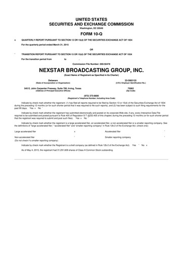 Thumbnail Nexstar Media Group
 10-Q Quarterly Report FY2015 