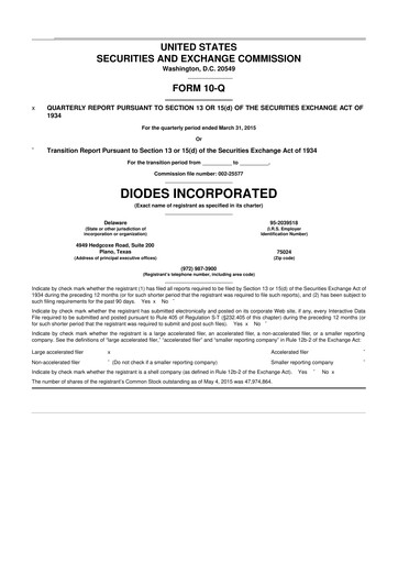 Thumbnail Diodes Incorporated 10-Q Quarterly Report FY2015 