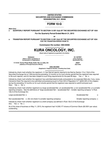 Thumbnail Kura Oncology
 10-Q Quarterly Report FY2015 
