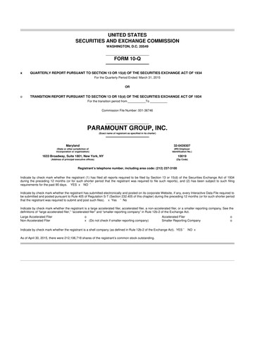 Vorschaubild Paramount Group 10-Q Quartalsbericht 2015 