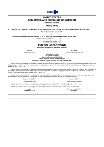 Thumbnail Hexcel
 10-Q Quarterly Report FY2015 