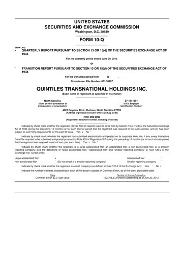 Vorschaubild IQVIA 10-Q Quartalsbericht 2015 