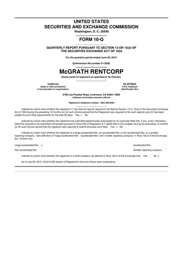 Thumbnail McGrath RentCorp
 10-Q Quarterly Report FY2015 