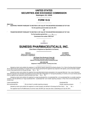 Thumbnail Viracta Therapeutics 10-Q Quarterly Report FY2015 