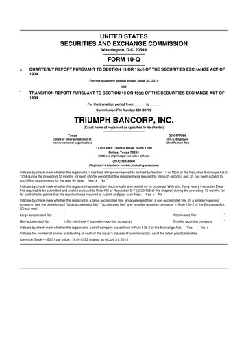 Vorschaubild Triumph Financial 10-Q Quartalsbericht 2015 
