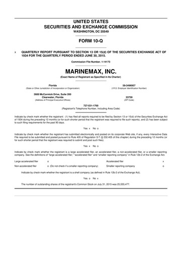 Thumbnail MarineMax 10-Q Quarterly Report FY2015 