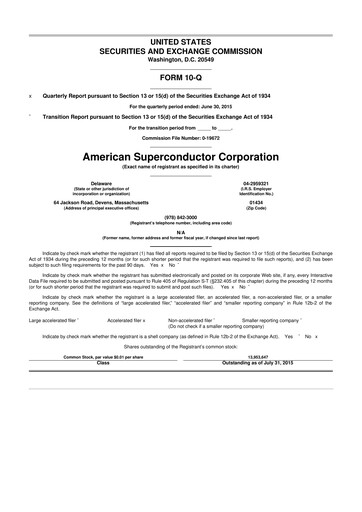 Vorschaubild American Superconductor Corporation 10-Q Quartalsbericht 2015 