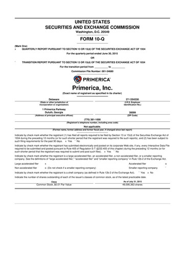 Vorschaubild Primerica
 10-Q Quartalsbericht 2015 