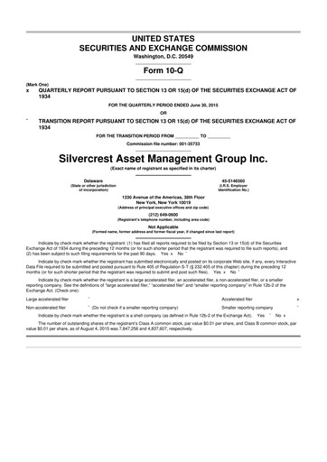 Thumbnail Silvercrest Asset Management Group 10-Q Quarterly Report FY2015 