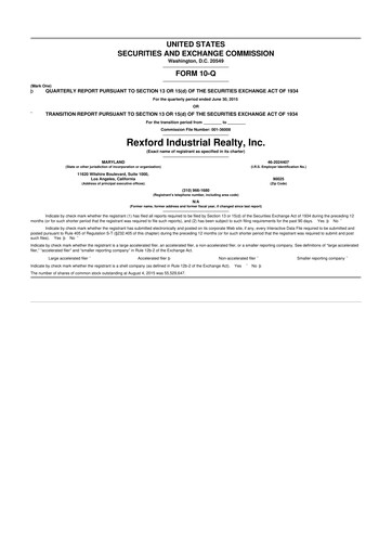 Thumbnail Rexford Industrial 10-Q Quarterly Report FY2015 
