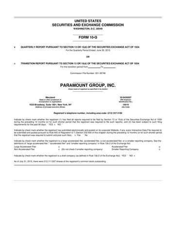 Vorschaubild Paramount Group 10-Q Quartalsbericht 2015 