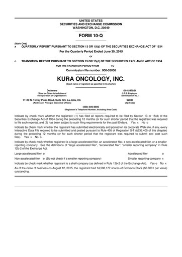 Thumbnail Kura Oncology
 10-Q Quarterly Report FY2015 