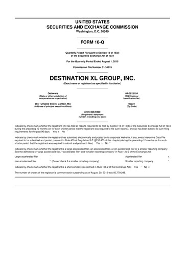Vorschaubild Destination XL 10-Q Quartalsbericht 2015 