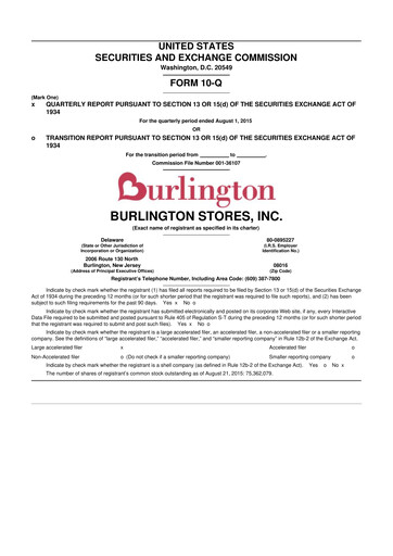 Thumbnail Burlington Stores 10-Q Quarterly Report FY2016 