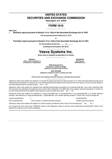 Thumbnail Veeva Systems 10-Q Quarterly Report FY2016 