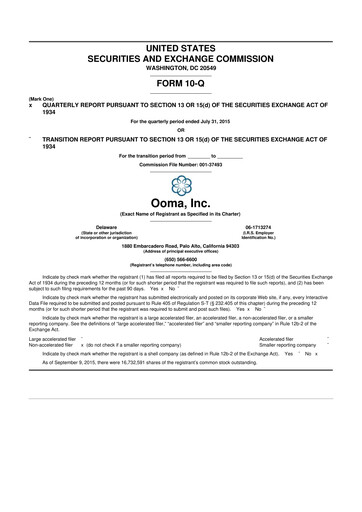 Miniature Ooma 10-Q Rapport trimestriel 2016 