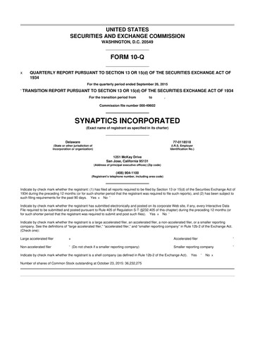 Thumbnail Synaptics 10-Q Quarterly Report FY2016 