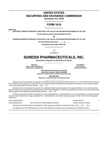 Thumbnail Viracta Therapeutics 10-Q Quarterly Report FY2015 