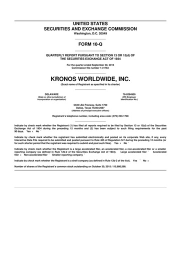 Thumbnail Kronos Worldwide 10-Q Quarterly Report FY2015 