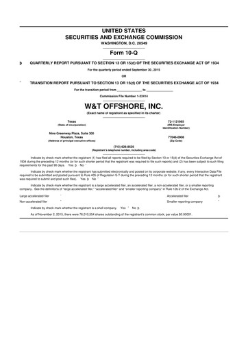 Thumbnail W&T Offshore 10-Q Quarterly Report FY2015 