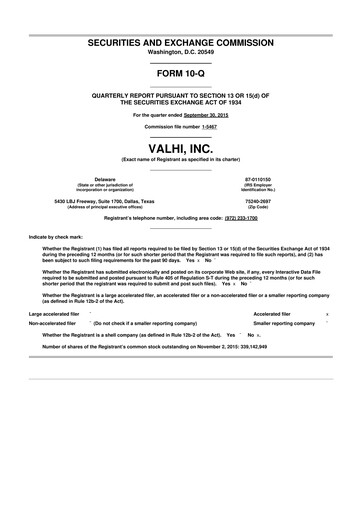 Thumbnail Valhi 10-Q Quarterly Report FY2015 