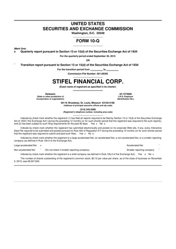 Vorschaubild Stifel
 10-Q Quartalsbericht 2015 