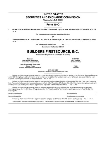 Miniature Builders FirstSource
 10-Q Rapport trimestriel 2015 