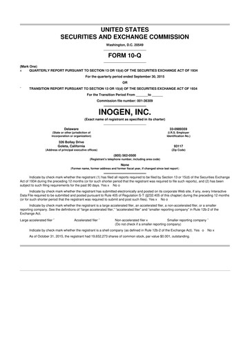 Thumbnail Inogen 10-Q Quarterly Report FY2015 