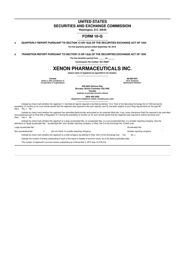 Thumbnail Xenon Pharmaceuticals 10-Q Quarterly Report FY2015 