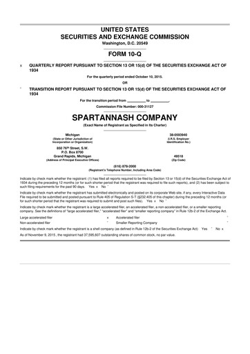 Thumbnail SpartanNash
 10-Q Quarterly Report FY2015 