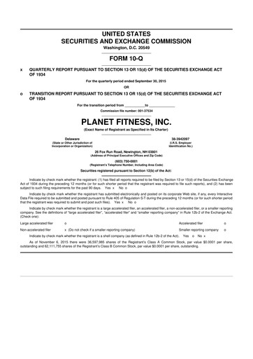Thumbnail Planet Fitness
 10-Q Quarterly Report FY2015 