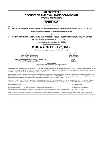 Thumbnail Kura Oncology
 10-Q Quarterly Report FY2015 