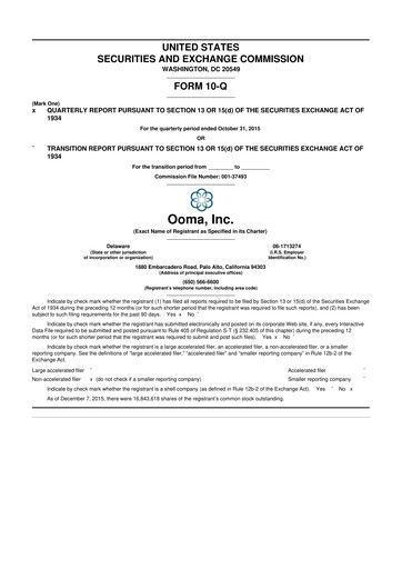 Miniature Ooma 10-Q Rapport trimestriel 2016 