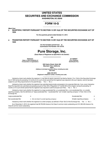 Vorschaubild Pure Storage
 10-Q Quartalsbericht 2015 