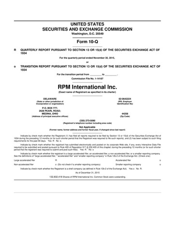 Thumbnail RPM International
 10-Q Quarterly Report FY2016 