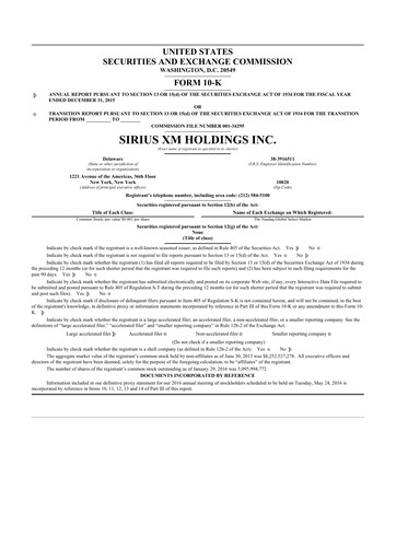 Thumbnail Sirius XM 10-K Annual Report 2015