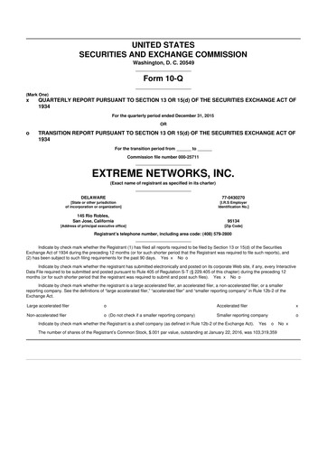 Thumbnail Extreme Networks
 10-Q Quarterly Report FY2016 