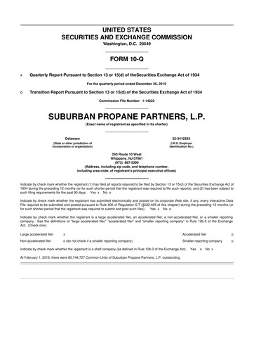 Thumbnail Suburban Propane Partners 10-Q Quarterly Report FY2016 