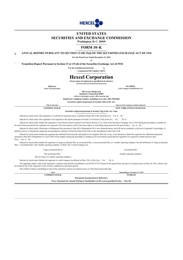 Thumbnail Hexcel
 10-K Annual Report 2015