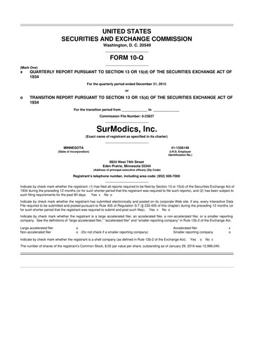 Thumbnail SurModics 10-Q Quarterly Report FY2016 