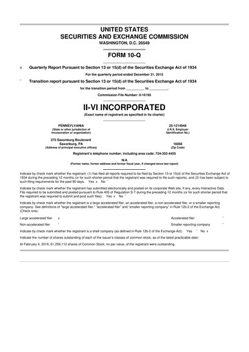 Thumbnail Coherent Corp. 10-Q Quarterly Report FY2016 