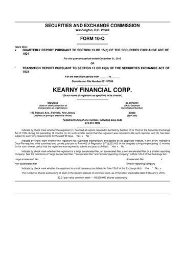 Thumbnail Kearny Financial
 10-Q Quarterly Report FY2016 