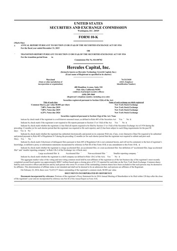 Thumbnail Hercules Capital
 10-K Annual Report 