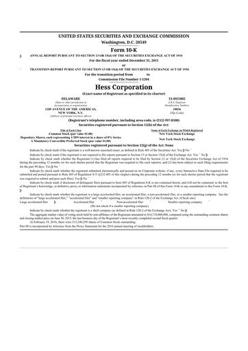 Thumbnail Hess 10-K Annual Report 2015